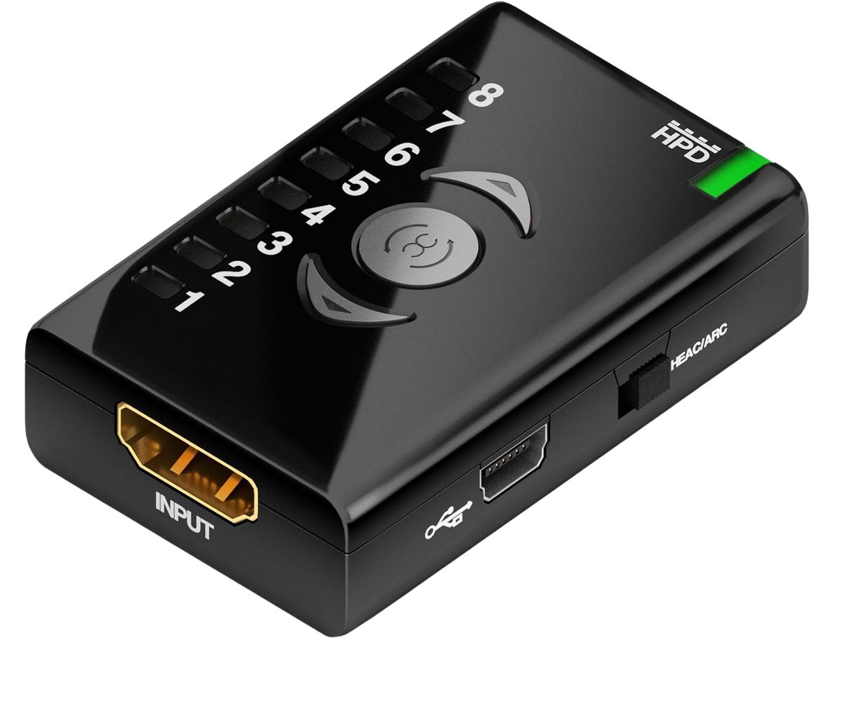 Dr HDMI with bank selector buttons, HDMI input and green HPD indicator