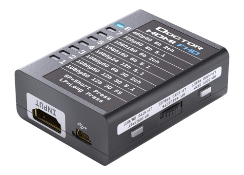 Dr HDMI 4K output side, showing the HDMI out port, the RS232 jack and the copy sink and HPD buttons