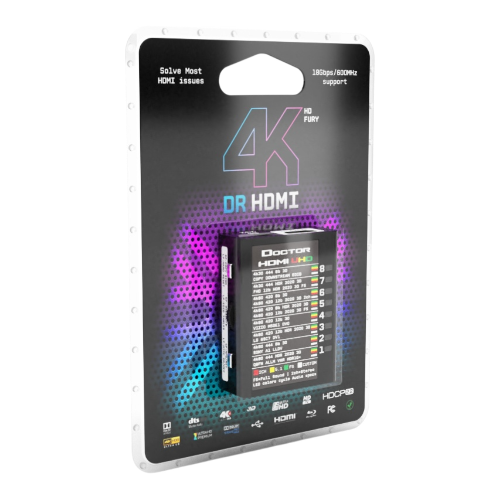 Dr HDMI 4K retail packaging, front